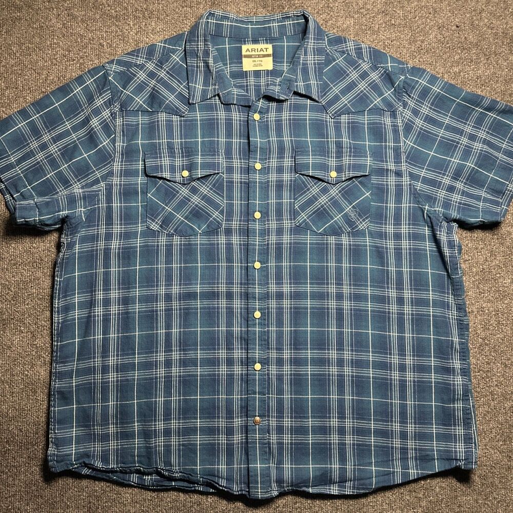 Ariat Retro Fit Pearl Snap Men’s Premium SS Button Up Casual Shirt Size XXL 2XL